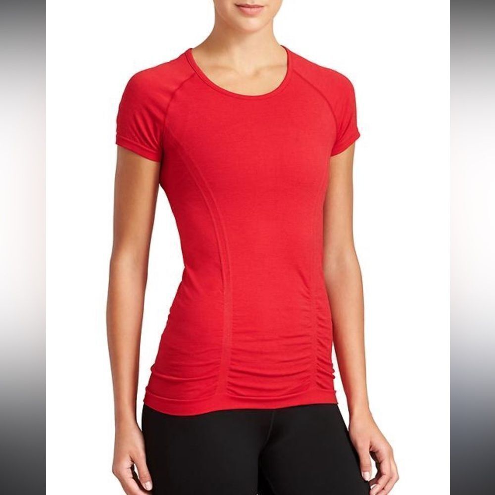 Athleta Fastest Track Ember Neon Orange Short Sleeve Athletic Top Size M